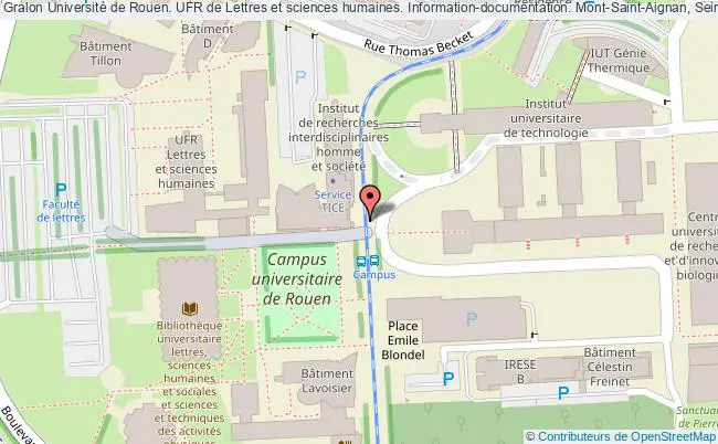 plan association Université De Rouen. Ufr De Lettres Et Sciences Humaines. Information-documentation. Mont-saint-aignan, Seine-maritime Mont-Saint-Aignan