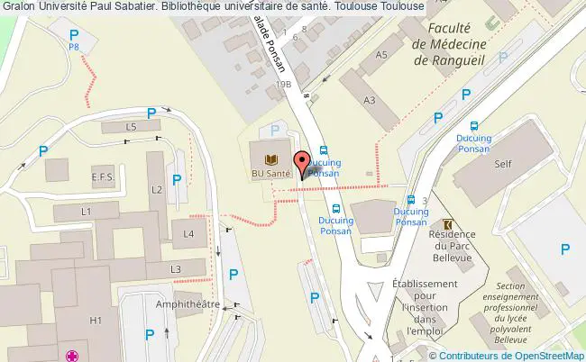 plan association Université Paul Sabatier. Bibliothèque Universitaire De Santé. Toulouse Toulouse