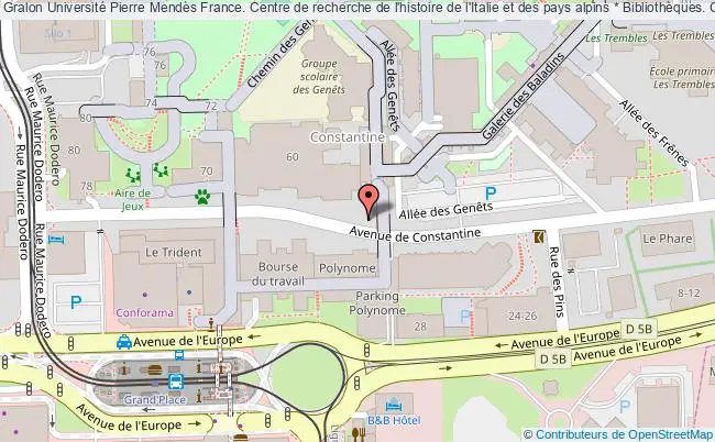 plan association Université Pierre Mendès France. Centre De Recherche De L'histoire De L'italie Et Des Pays Alpins * Bibliothèques. Grenoble Grenoble