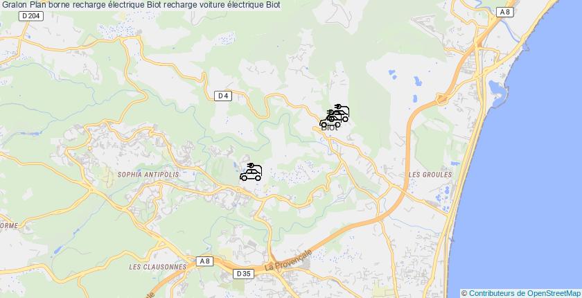 plan bornes recharge électrique Biot