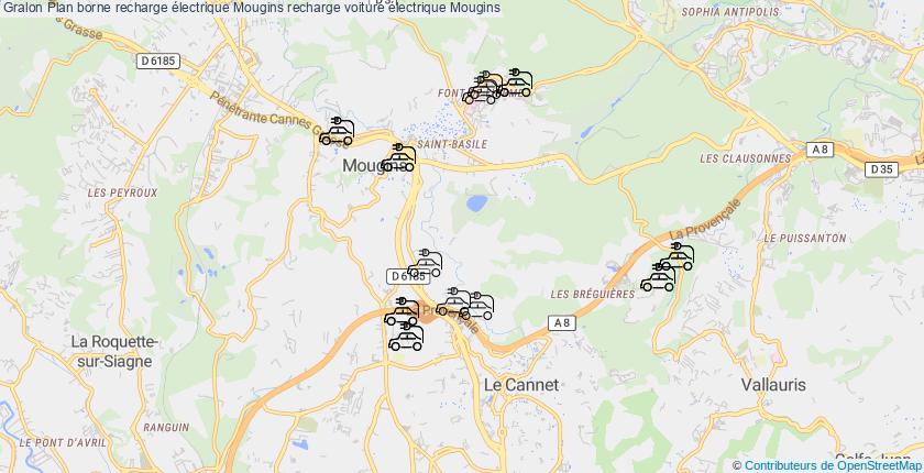 plan bornes recharge électrique Mougins