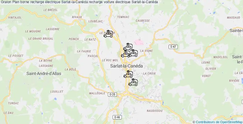 plan bornes recharge électrique Sarlat-la-Canéda