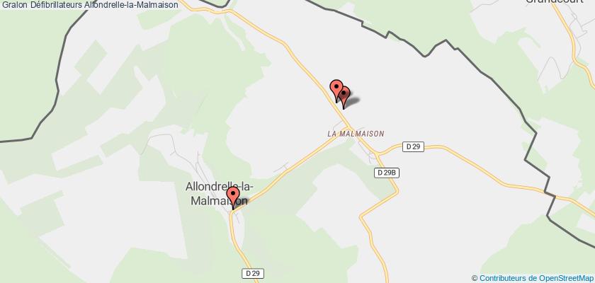 plan défibrillateurs Allondrelle-la-Malmaison