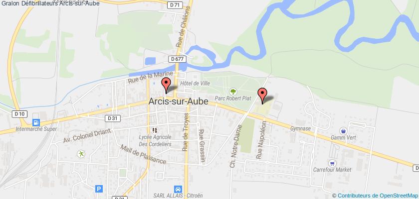 plan défibrillateurs Arcis-sur-Aube