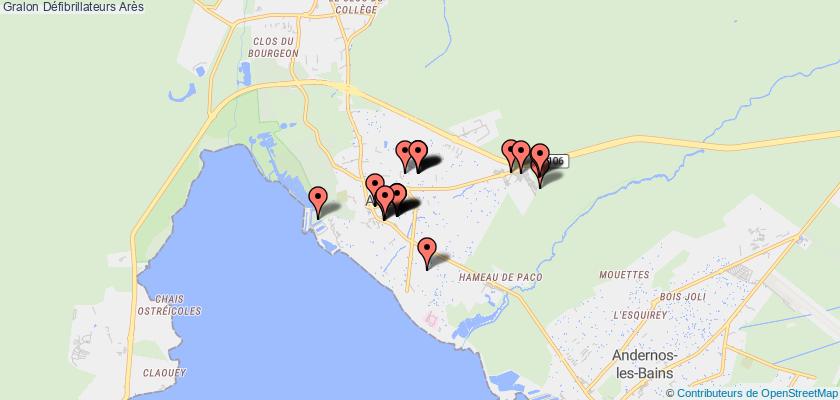 plan défibrillateurs Arès