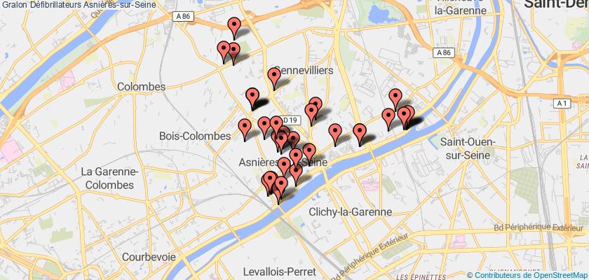 plan défibrillateurs Asnières-sur-Seine