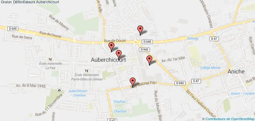 plan défibrillateurs Auberchicourt