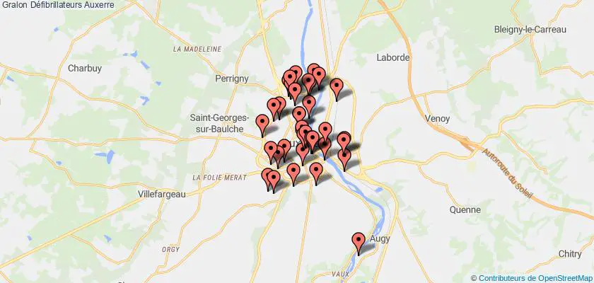 plan défibrillateurs Auxerre