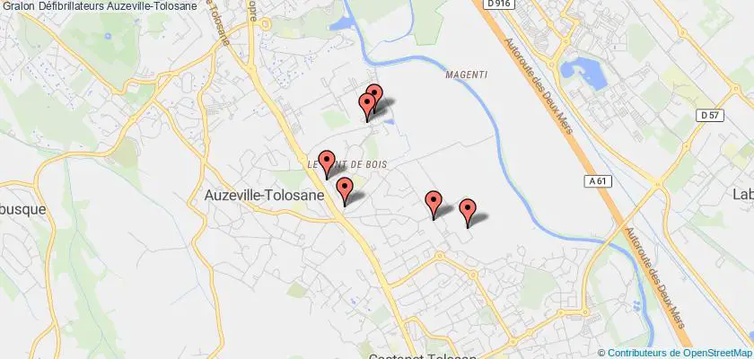 plan défibrillateurs Auzeville-Tolosane