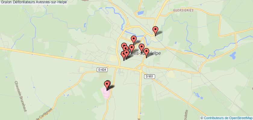 plan défibrillateurs Avesnes-sur-Helpe