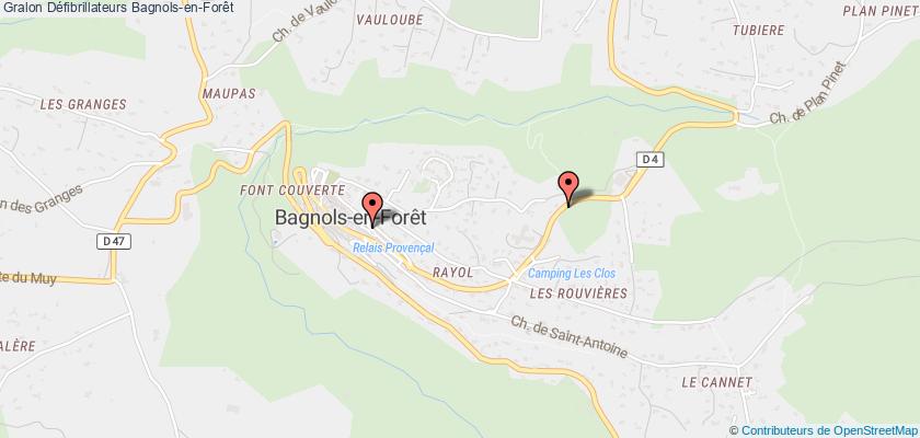 plan défibrillateurs Bagnols-en-Forêt
