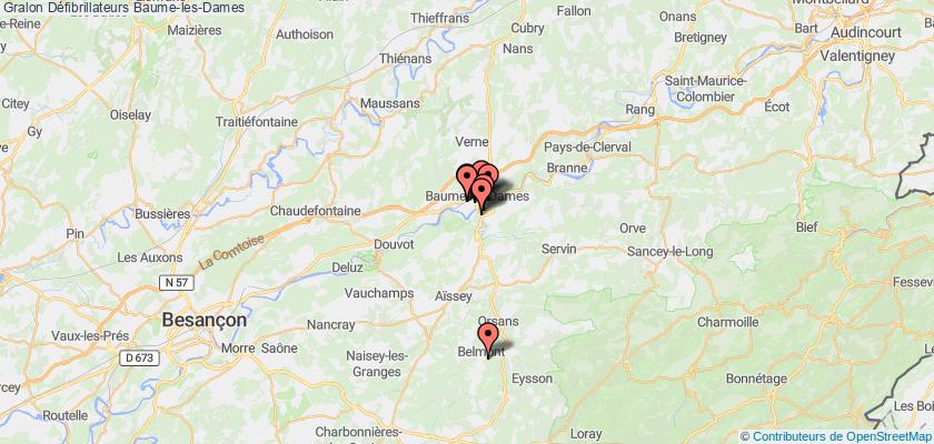 plan défibrillateurs Baume-les-Dames