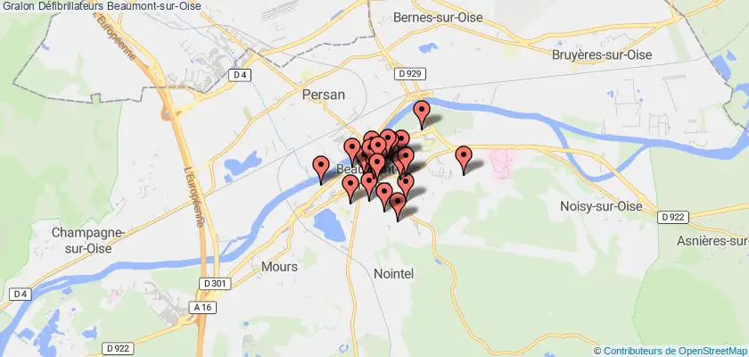 plan défibrillateurs Beaumont-sur-Oise