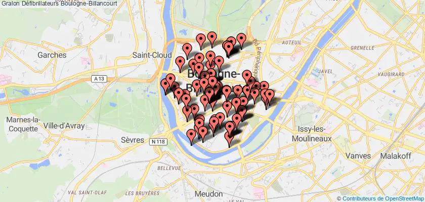 plan défibrillateurs Boulogne-Billancourt