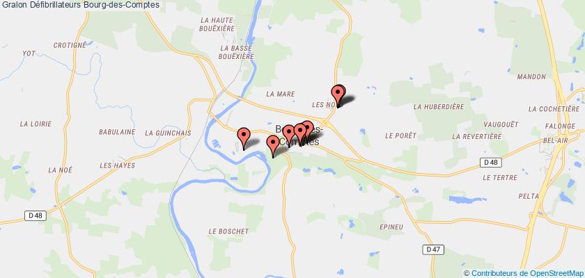 plan défibrillateurs Bourg-des-Comptes