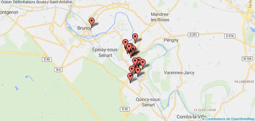 plan défibrillateurs Boussy-Saint-Antoine
