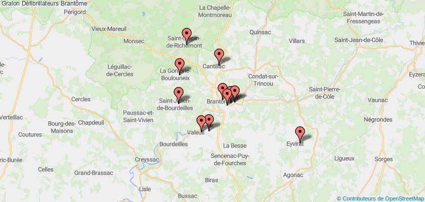 plan défibrillateurs Brantôme
