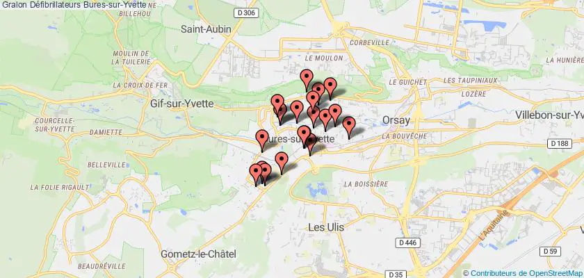 plan défibrillateurs Bures-sur-Yvette