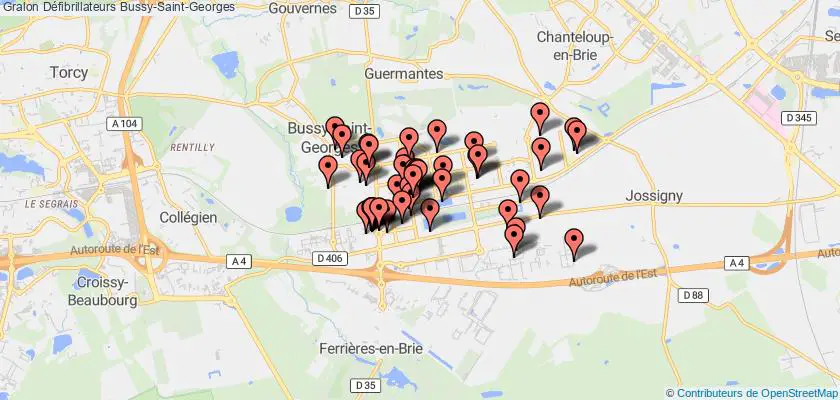 plan défibrillateurs Bussy-Saint-Georges
