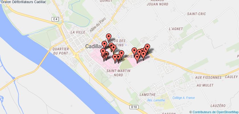plan défibrillateurs Cadillac