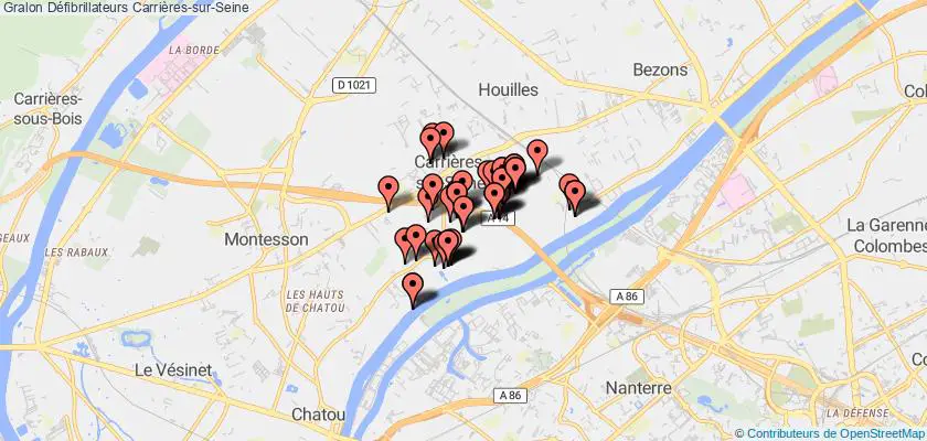 plan défibrillateurs Carrières-sur-Seine