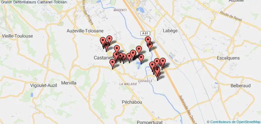 plan défibrillateurs Castanet-Tolosan