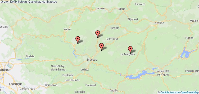 plan défibrillateurs Castelnau-de-Brassac
