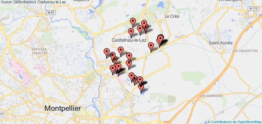 plan défibrillateurs Castelnau-le-Lez