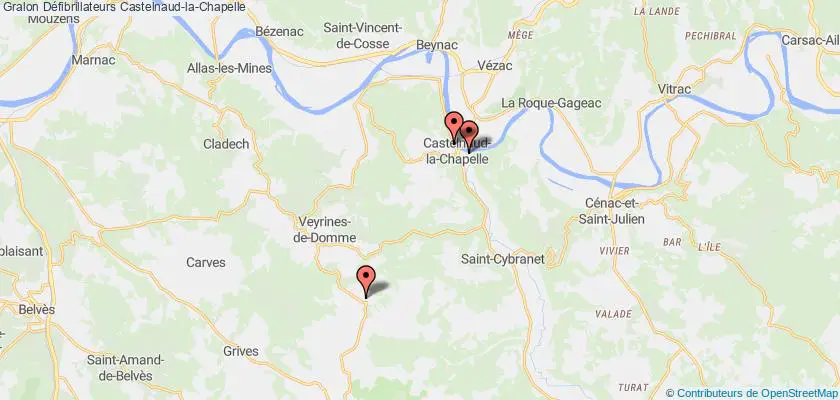 plan défibrillateurs Castelnaud-la-Chapelle