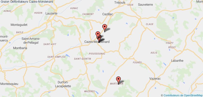 plan défibrillateurs Cazes-Mondenard