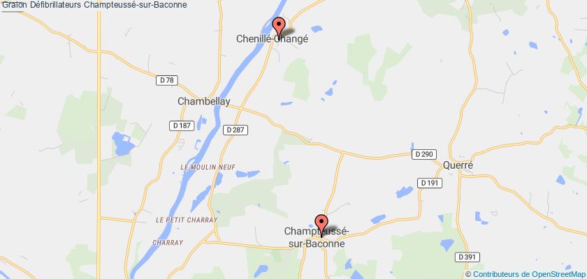 plan défibrillateurs Champteussé-sur-Baconne