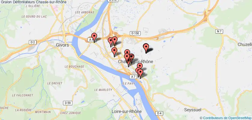 plan défibrillateurs Chasse-sur-Rhône