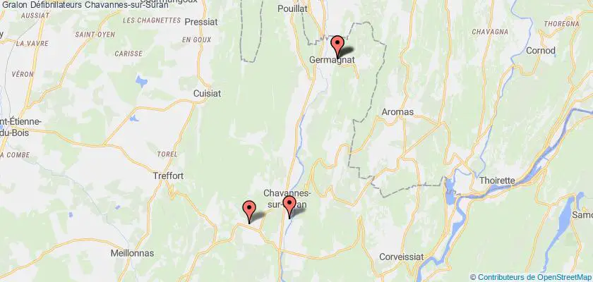 plan défibrillateurs Chavannes-sur-Suran