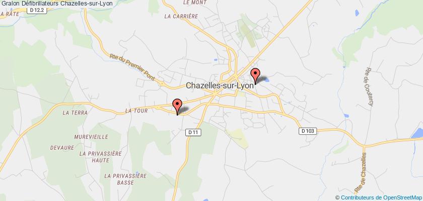 plan défibrillateurs Chazelles-sur-Lyon