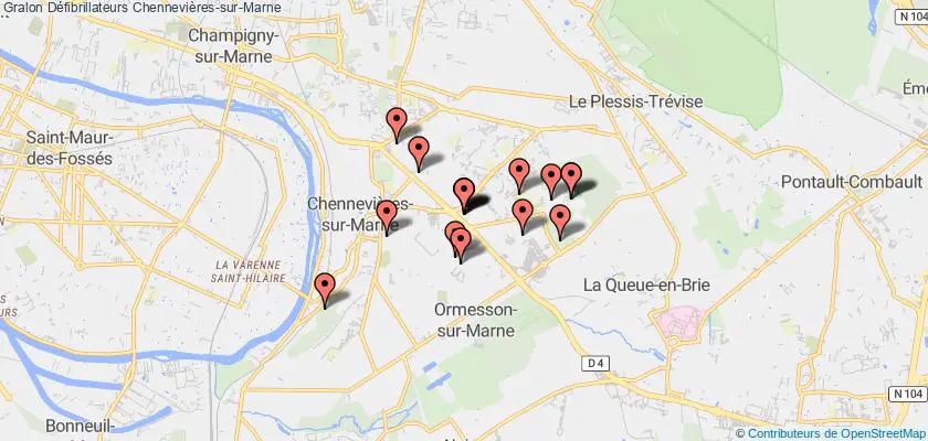 plan défibrillateurs Chennevières-sur-Marne