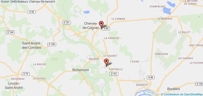 plan défibrillateurs Cherves-Richemont