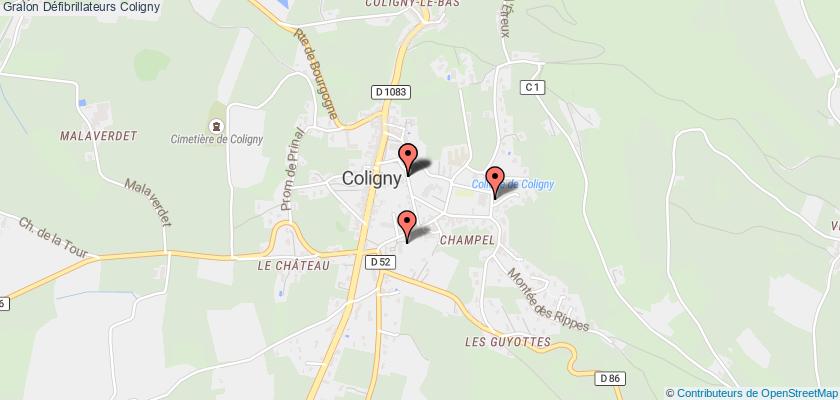 plan défibrillateurs Coligny