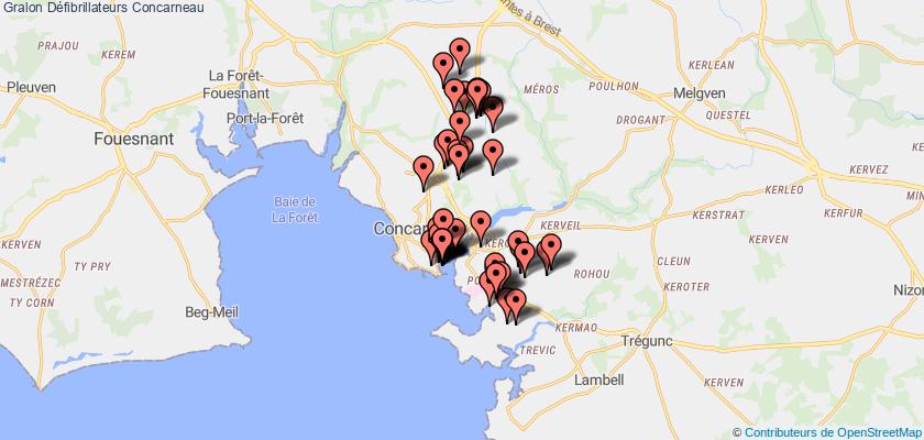 plan défibrillateurs Concarneau