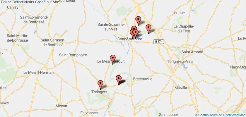 plan défibrillateurs Condé-sur-Vire