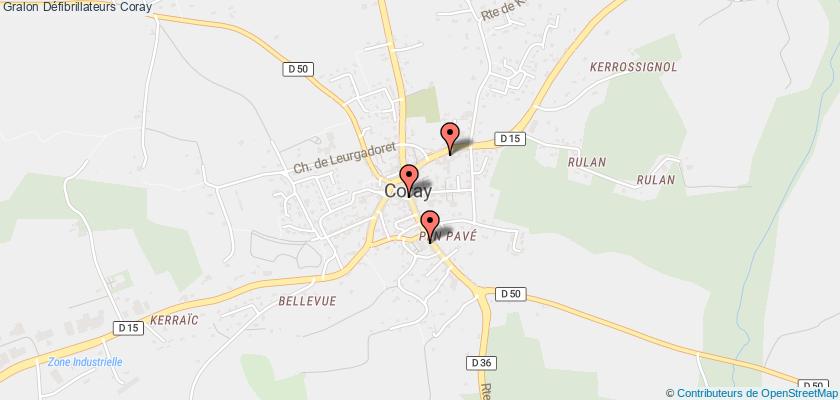 plan défibrillateurs Coray