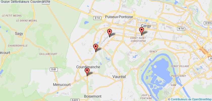 plan défibrillateurs Courdimanche