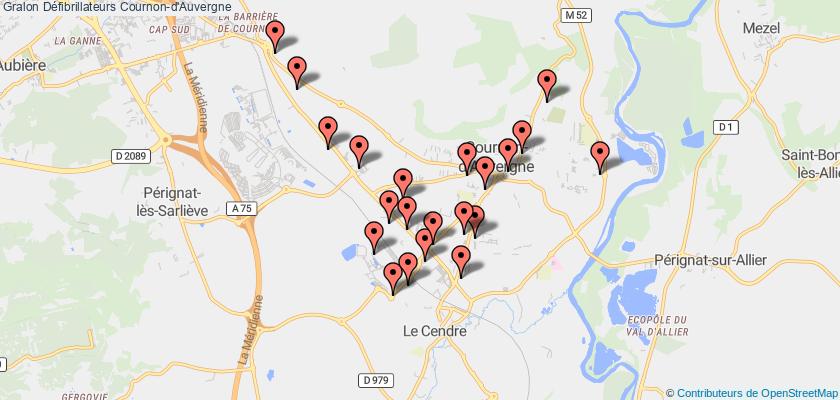 plan défibrillateurs Cournon-d'Auvergne