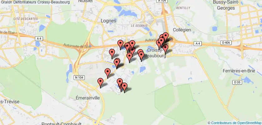 plan défibrillateurs Croissy-Beaubourg