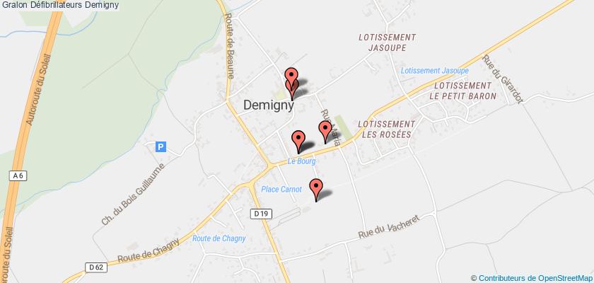 plan défibrillateurs Demigny