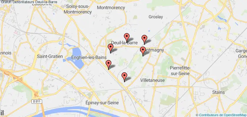 plan défibrillateurs Deuil-la-Barre