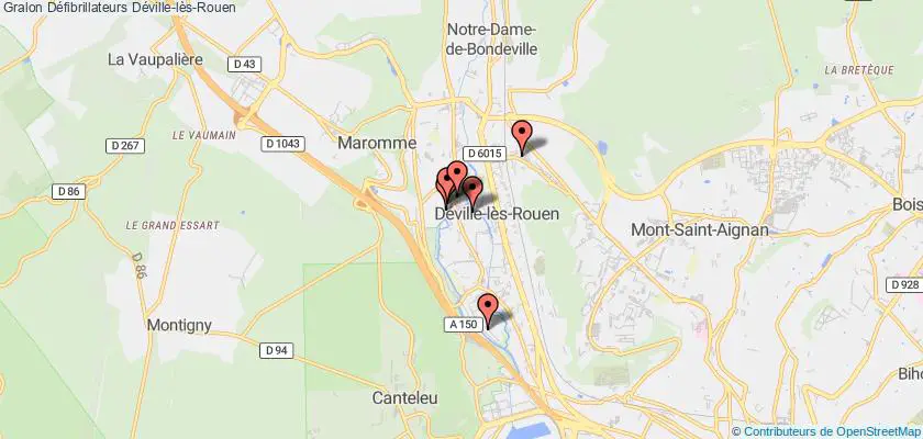 plan défibrillateurs Déville-lès-Rouen