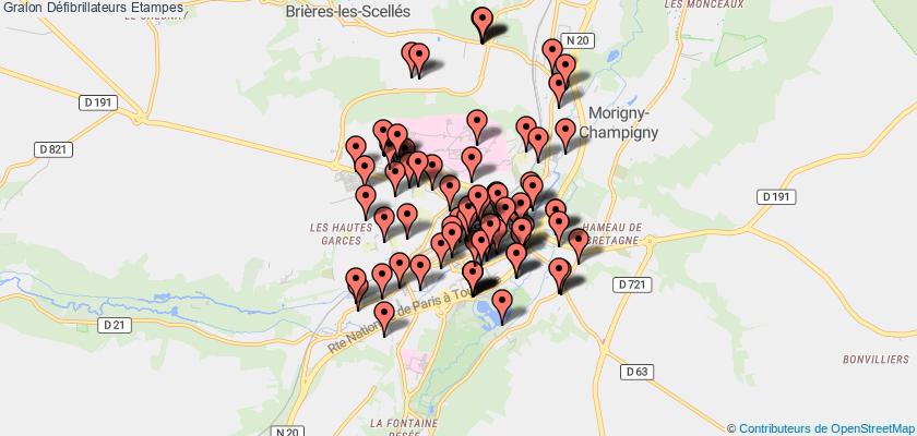 plan défibrillateurs Etampes
