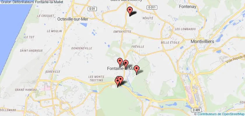 plan défibrillateurs Fontaine-la-Mallet