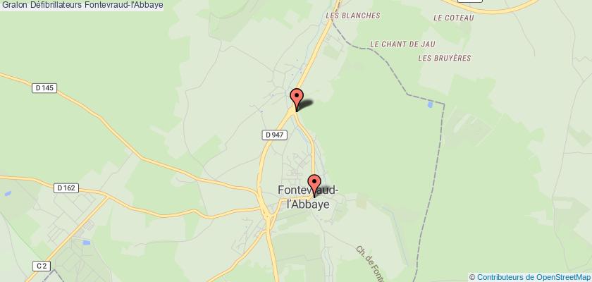plan défibrillateurs Fontevraud-l'Abbaye