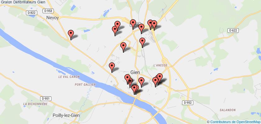 plan défibrillateurs Gien